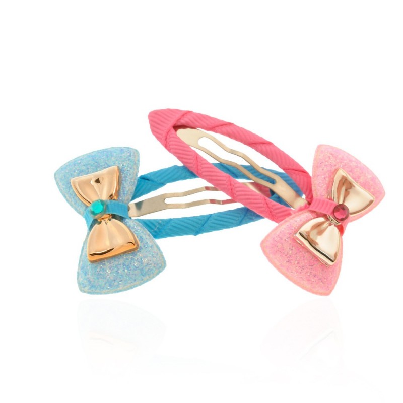 Набор детских заколок-хлопушек для волос с бантиком (7386)