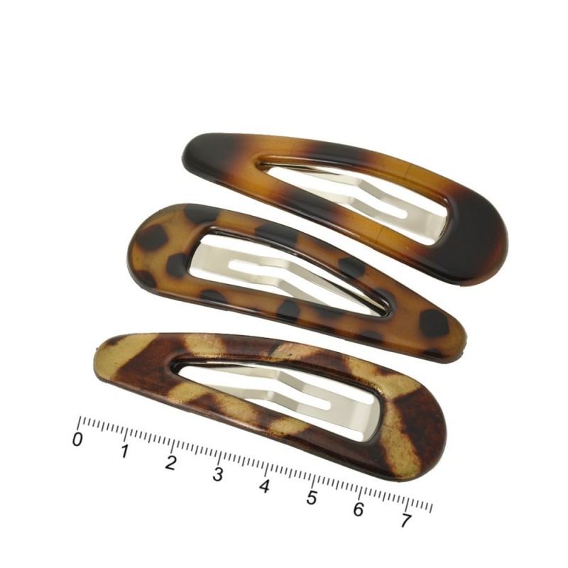 Набор заколок-хлопушек с пластиковой накладкой 7.5см (7403)