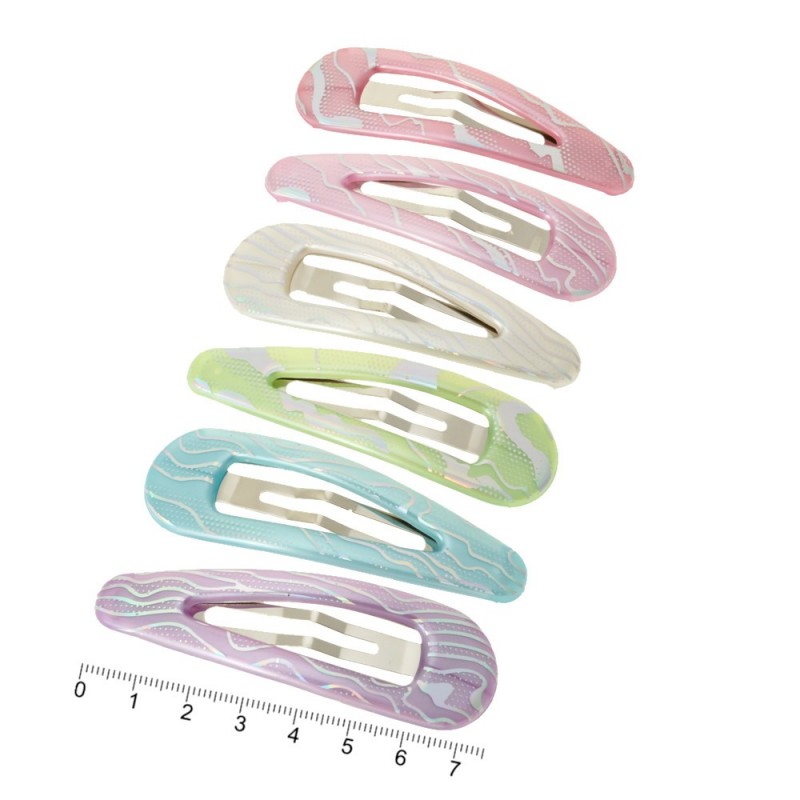 Набор заколок-хлопушек с пластиковой накладкой 7.5см (7420)