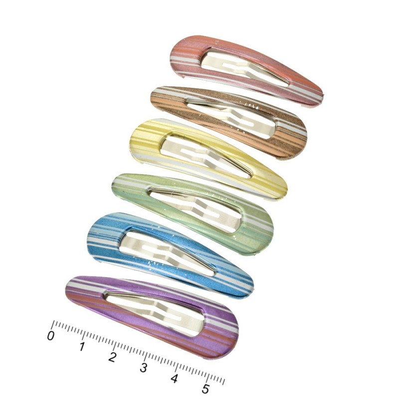 Набор заколок-хлопушек с пластиковой накладкой 5.5см (7424)