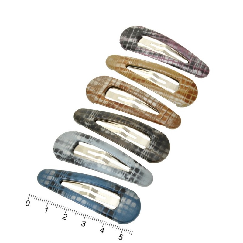 Набор заколок-хлопушек с пластиковой накладкой 5.5см (7427)