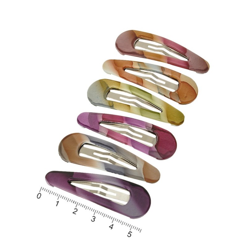 Набор заколок-хлопушек с пластиковой накладкой 5.5см (7428)