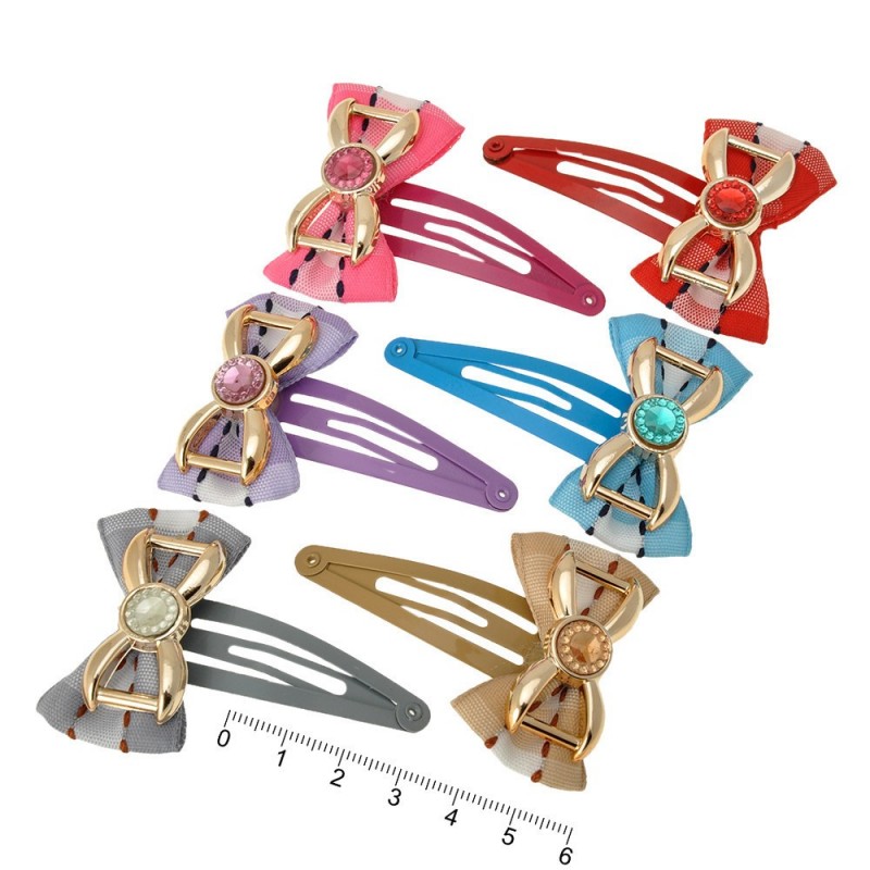 Набор детских заколок-хлопушек для волос с бантиком (9866)