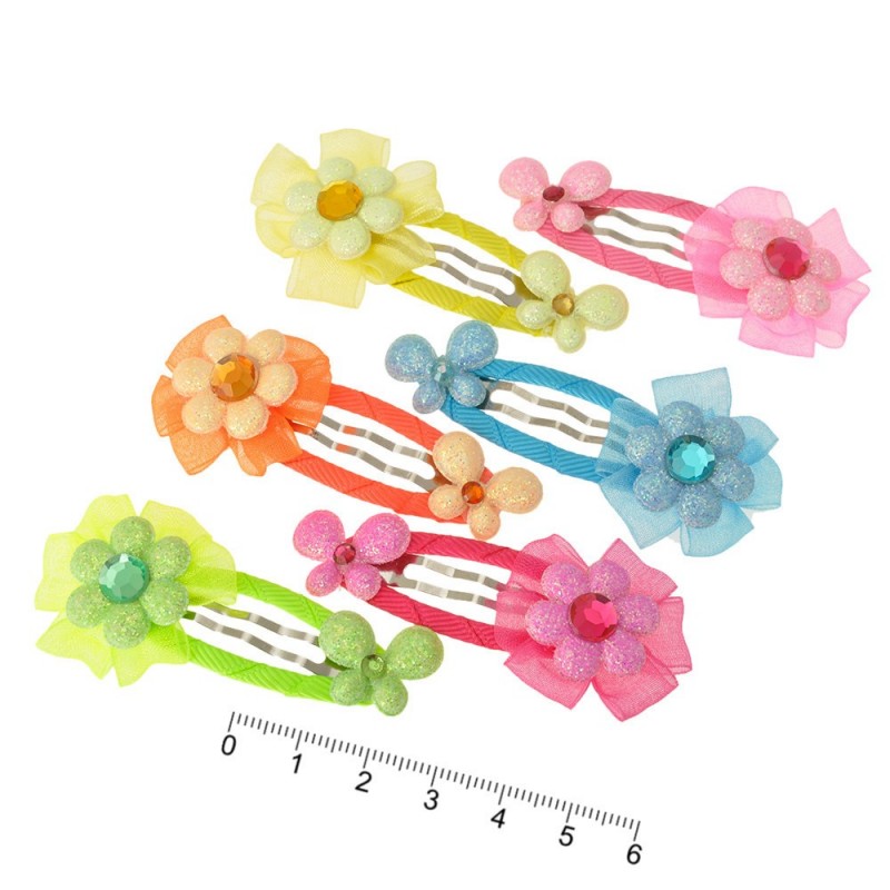 Набор детских заколок-хлопушек для волос с цветком (9869)