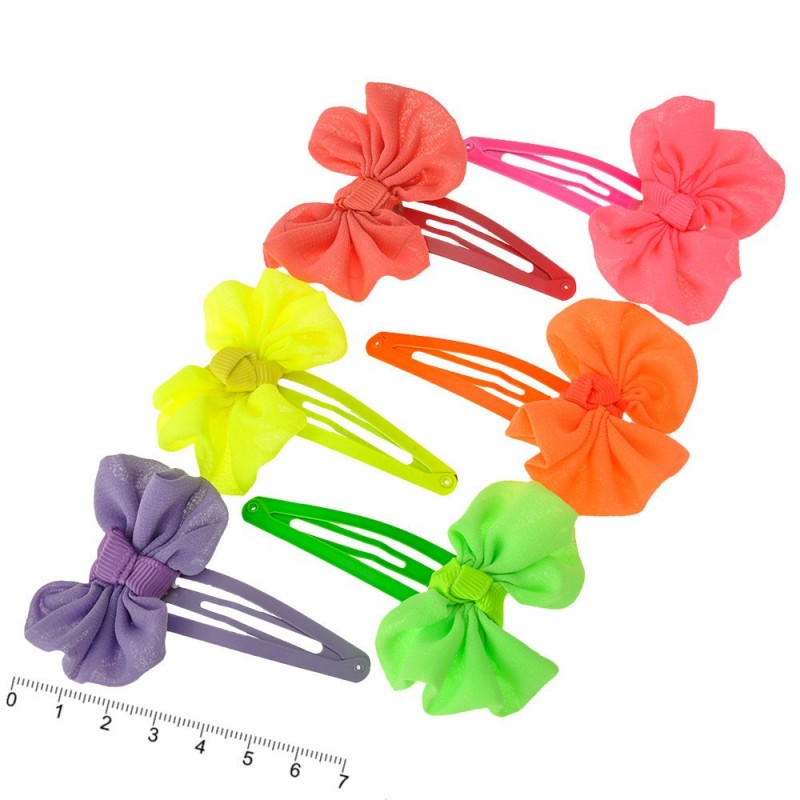 Набор детских заколок-хлопушек для волос с бантиком (9871)