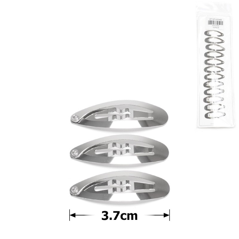 (11-31562) Набор заколок-хлопушек для волос 3.7см серебристый