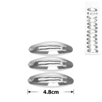 (12-31563) Набор заколок-хлопушек для волос 4.8см серебристый