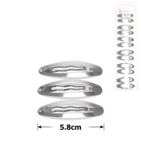 (13-31564) Набор заколок-хлопушек для волос 5.8см серебристый