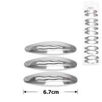 (14-31565) Набор заколок-хлопушек для волос 6.7см серебристый