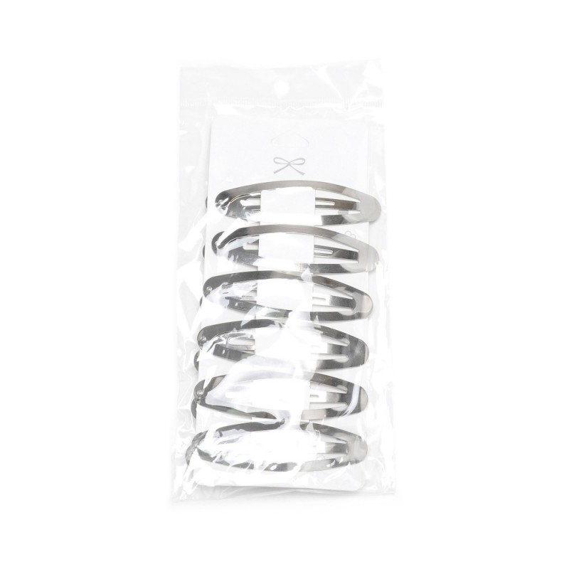 (15-31566) Набор заколок-хлопушек для волос 7.8см серебристый