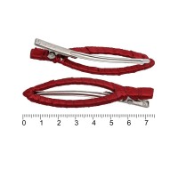 Набор заколок-уточек заготовок с атласной лентой 7.5см красный (12714)