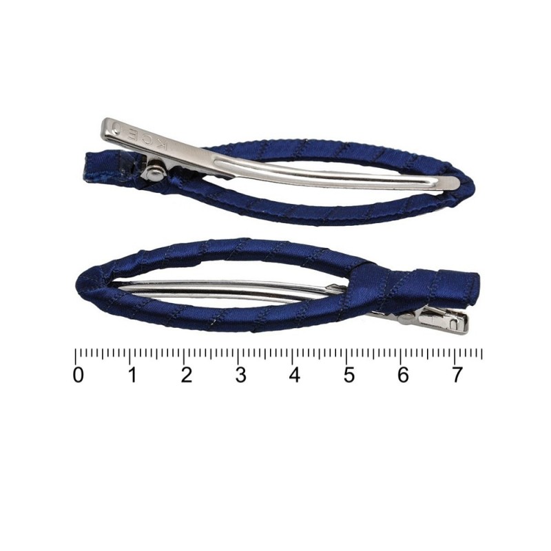 Набор заколок-уточек заготовок с атласной лентой 7.5см синий (12716)