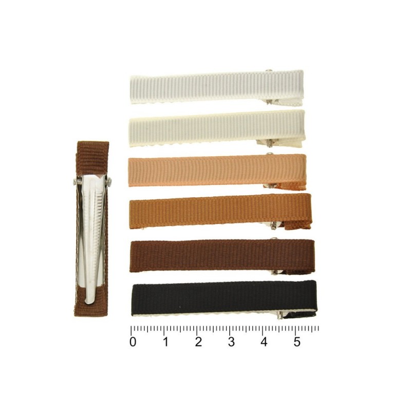 Набор заколок-уточек заготовок с репсовой лентой 5.7см коричневый (13644)