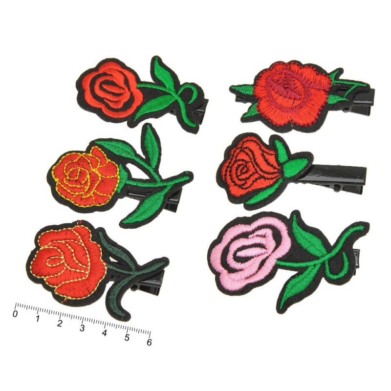 Набор заколок-уточек для волос с цветками (14838)