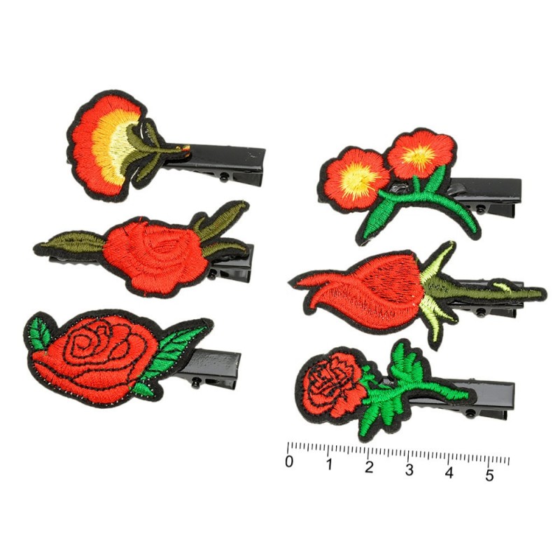 Набор заколок-уточек для волос с цветками (14839)