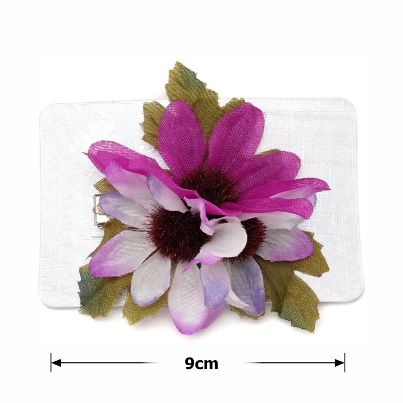 Заколка-уточка для волос с цветком 9см (27141) вариант 06