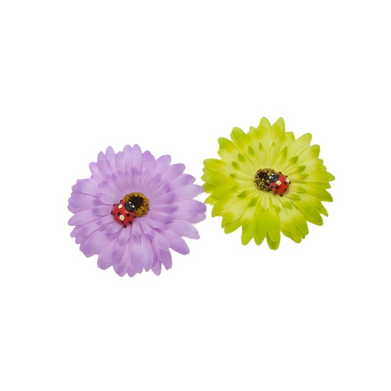 Набор заколок-уточек с ромашками 9.5см разноцветный (4371)
