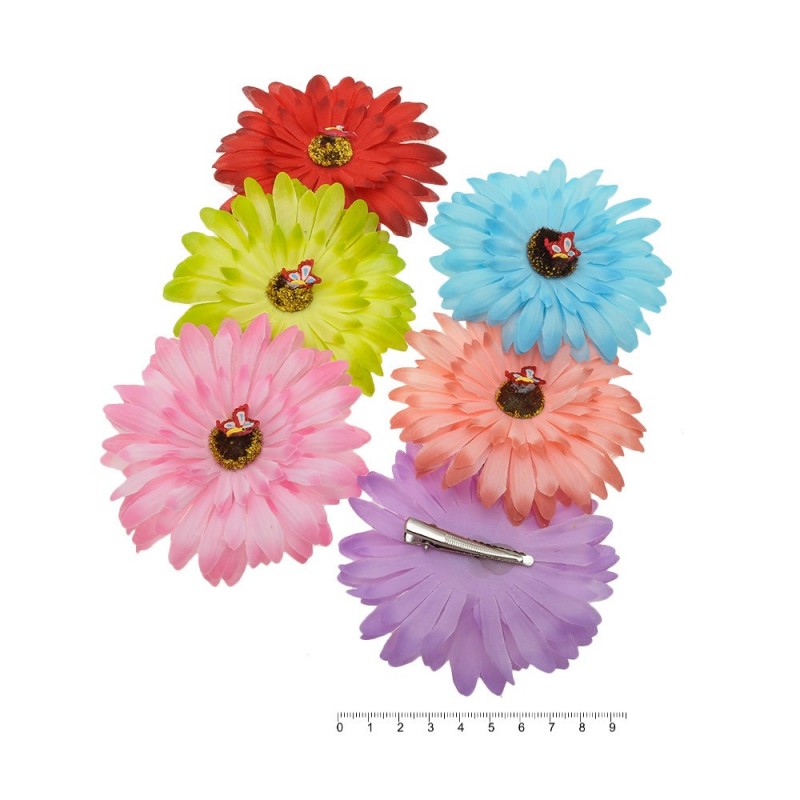 Набор заколок-уточек с ромашками 9.5см разноцветный (4373)