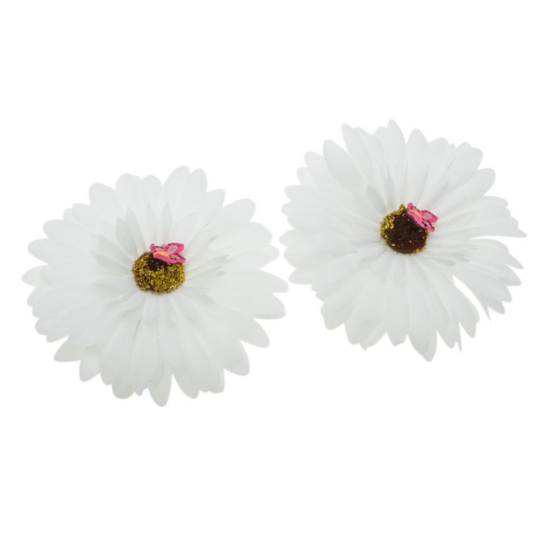 Набор заколок-уточек с ромашками 9.5см белый (4374)