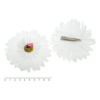 Набор заколок-уточек с ромашками 9.5см белый (4374)