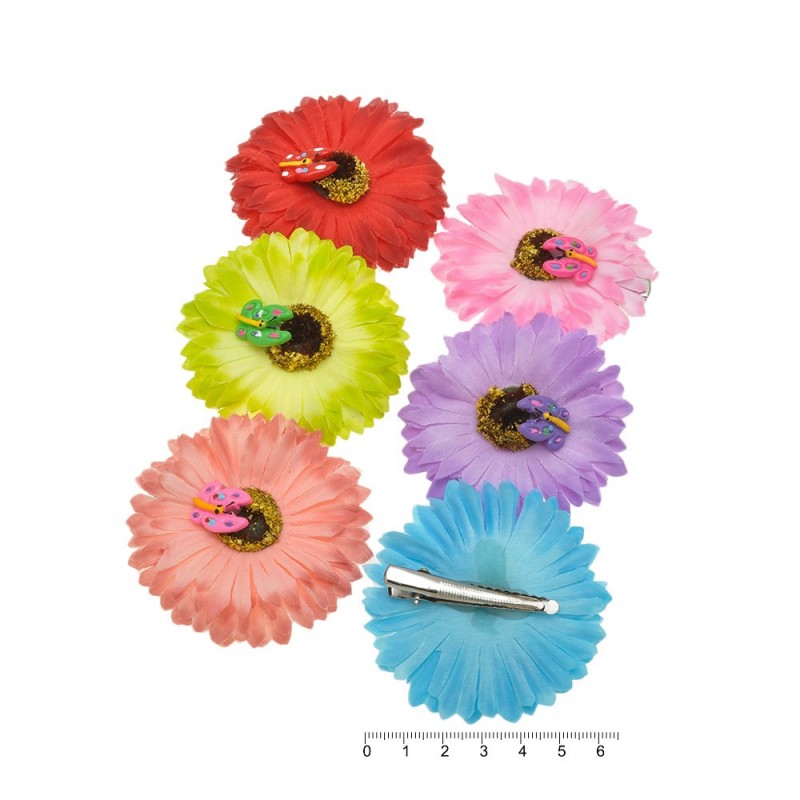 Набор заколок-уточек с ромашками 6.5см разноцветный (4686)