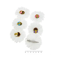 Набор заколок-уточек с ромашками 6.5см белый (4689)