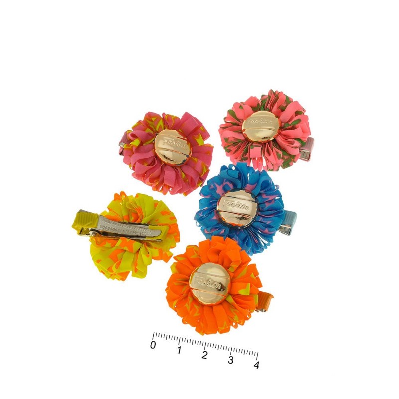 Набор заколок-уточек с бантиками 4см разноцветный (6933)