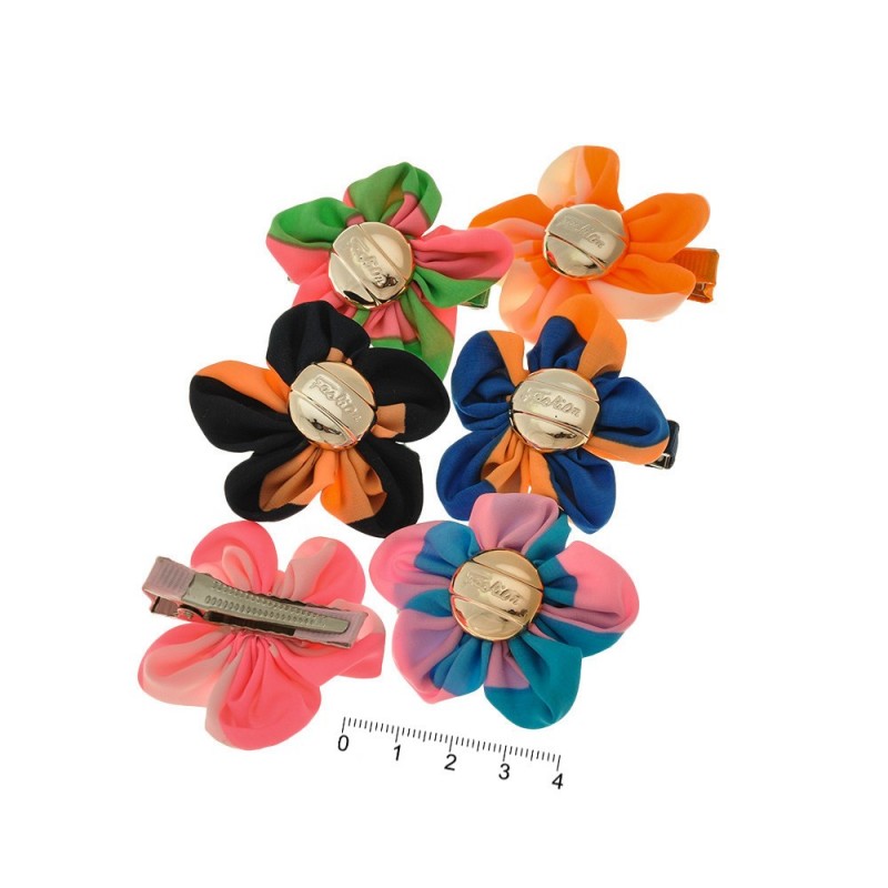 Набор заколок-уточек с бантиками 4см разноцветный (6935)