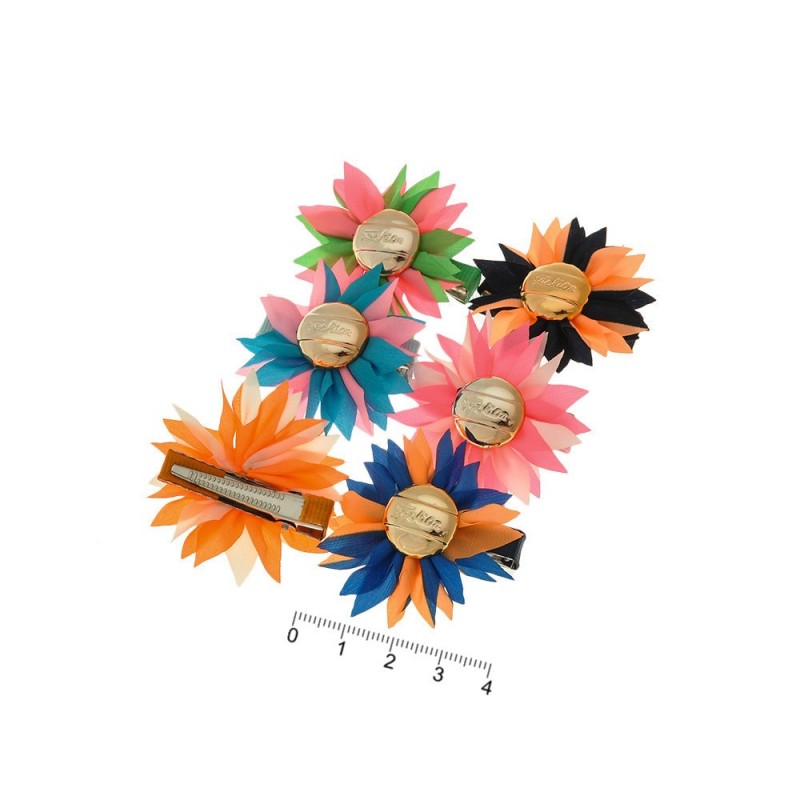 Набор заколок-уточек с бантиками 4см разноцветный (6936)