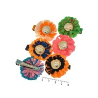 Набор заколок-уточек с бантиками 4см разноцветный (6937)