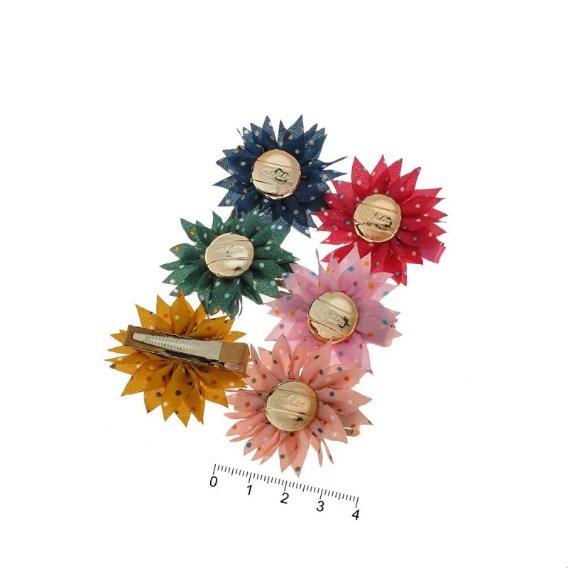 Набор заколок-уточек с бантиками 4см разноцветный (6940)