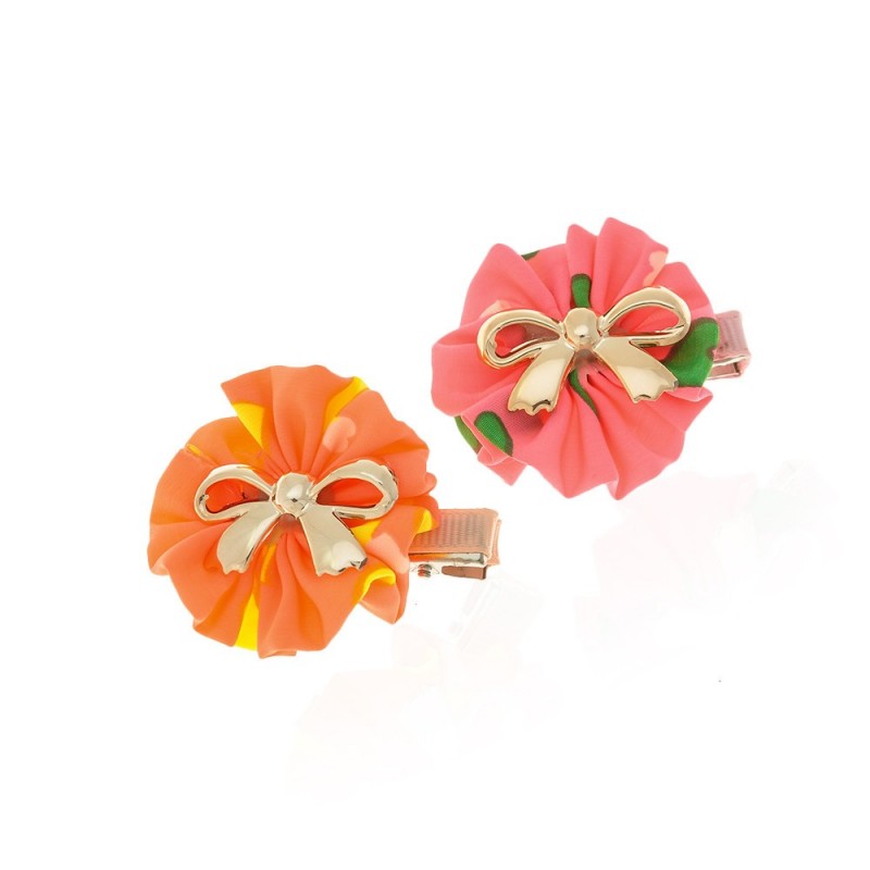 Набор заколок-уточек с бантиками 4см разноцветный (6942)