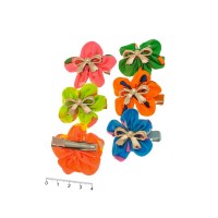 Набор заколок-уточек с бантиками 4см разноцветный (6943)