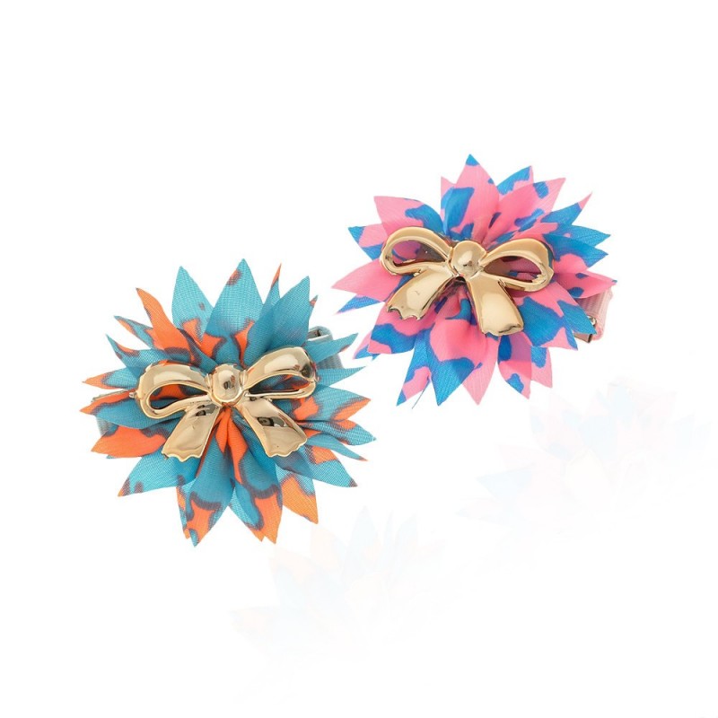 Набор заколок-уточек с бантиками 4см разноцветный (6948)