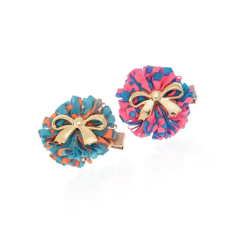 Набор заколок-уточек с бантиками 4см разноцветный (6949)