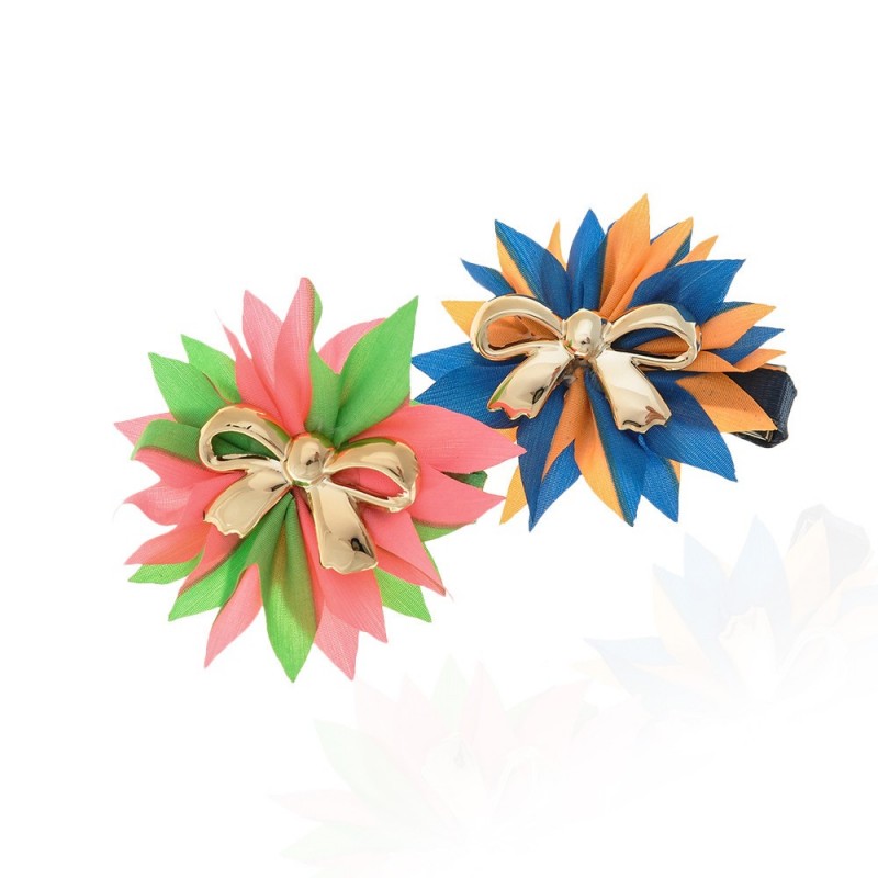 Набор заколок-уточек с бантиками 4см разноцветный (6956)