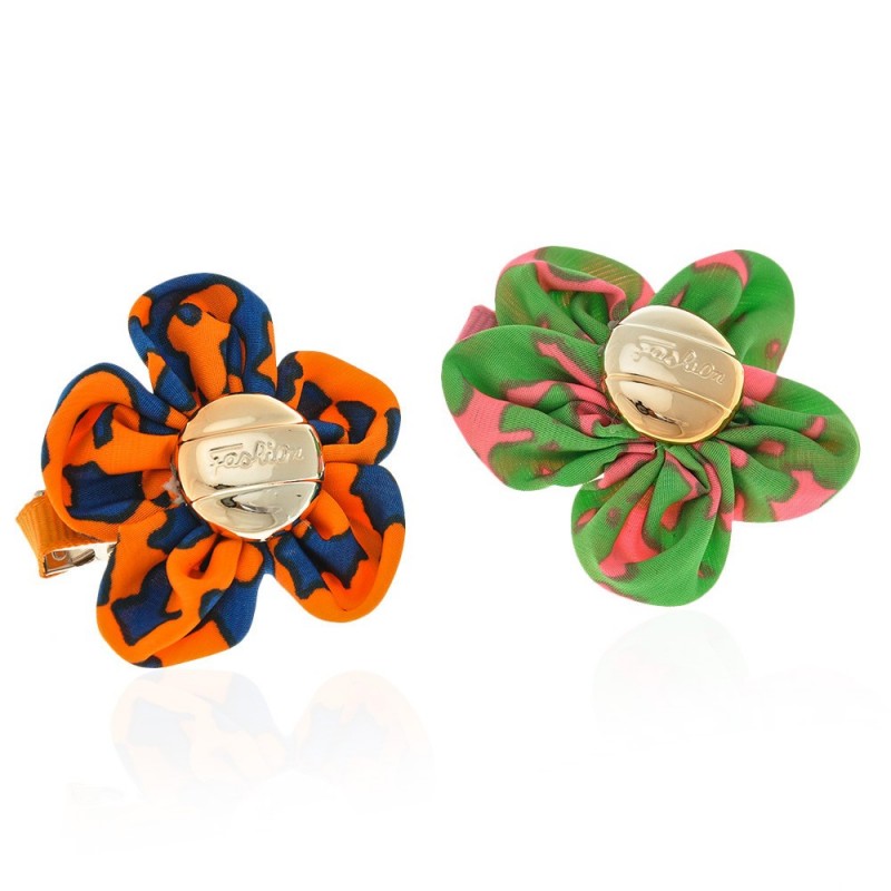 Набор заколок-уточек с бантиками 4см разноцветный (6962)