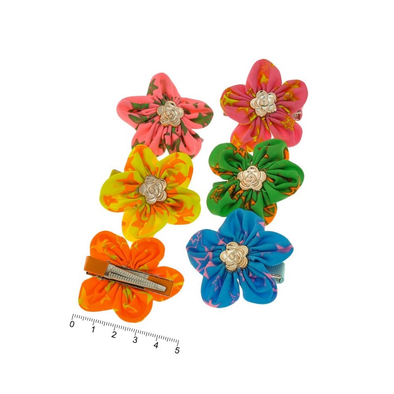 Набор заколок-уточек с бантиками 5см разноцветный (6972)