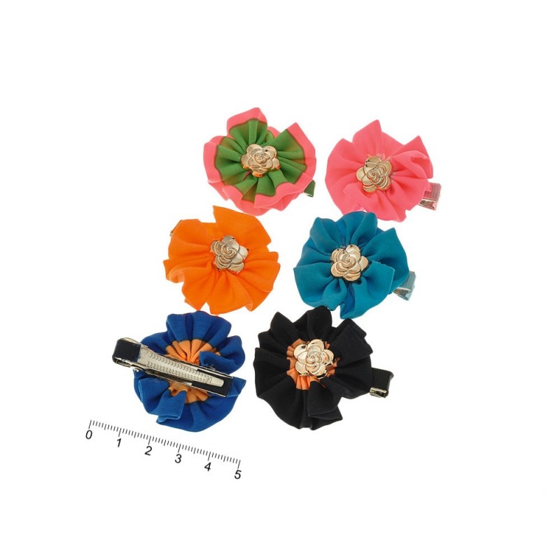 Набор заколок-уточек с бантиками 5см разноцветный (6975)