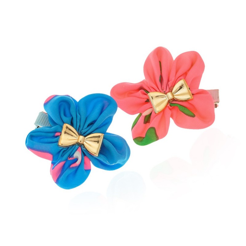 Набор заколок-уточек с бантиками 4см разноцветный (6984)