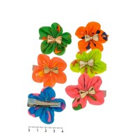 Набор заколок-уточек с бантиками 4см разноцветный (6984)