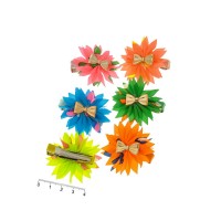 Набор заколок-уточек с бантиками 4см разноцветный (6985)