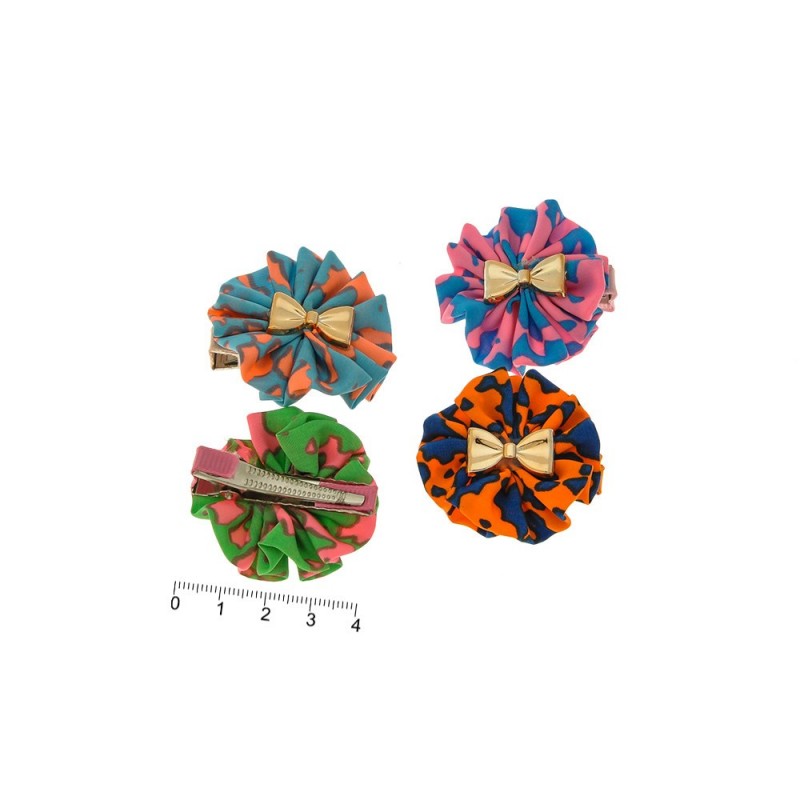 Набор заколок-уточек с бантиками 4см разноцветный (6987)