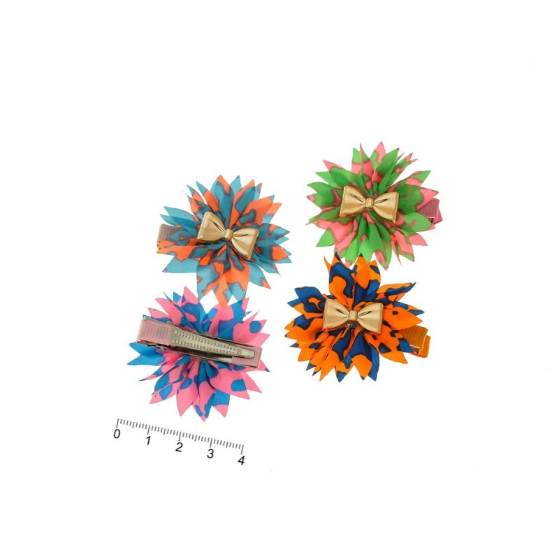 Набор заколок-уточек с бантиками 4см разноцветный (6989)