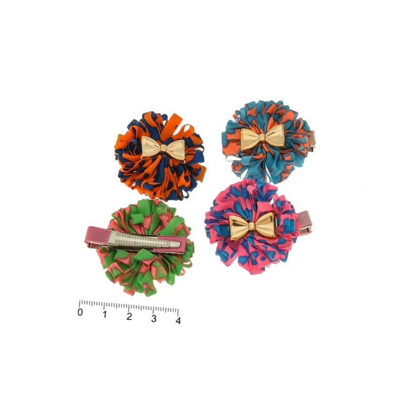 Набор заколок-уточек с бантиками 4см разноцветный (6990)