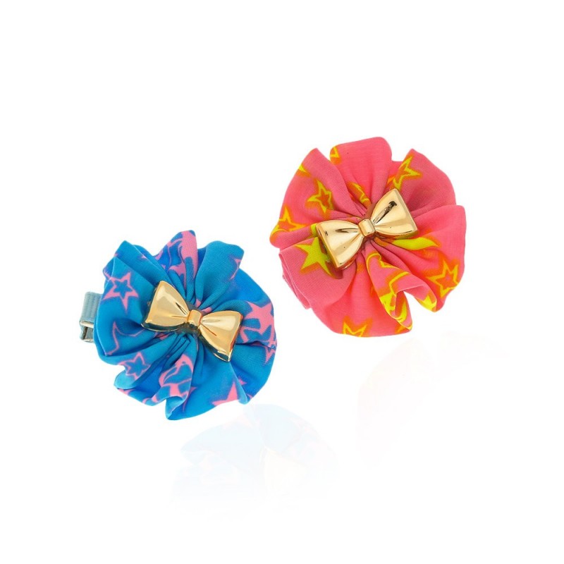 Набор заколок-уточек с бантиками 4см разноцветный (6991)