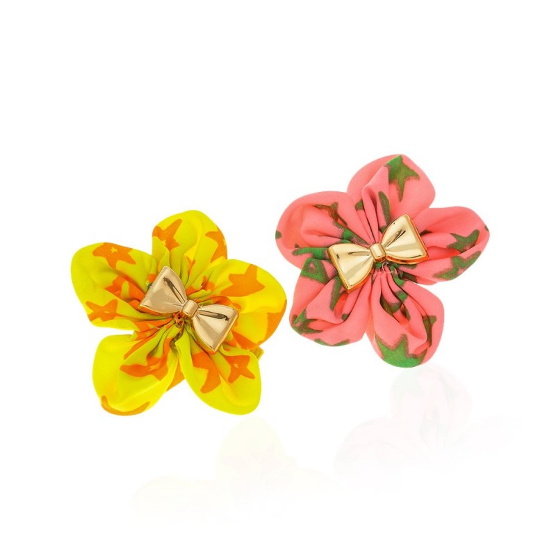 Набор заколок-уточек с бантиками 4см разноцветный (6992)