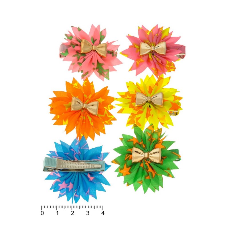 Набор заколок-уточек с бантиками 4см разноцветный (6993)