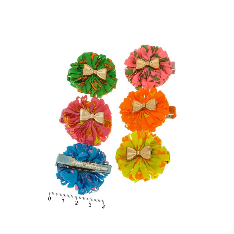 Набор заколок-уточек с бантиками 4см разноцветный (6994)