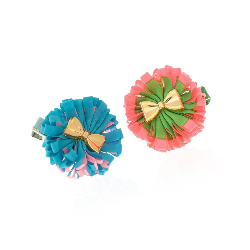 Набор заколок-уточек с бантиками 4см разноцветный (6998)